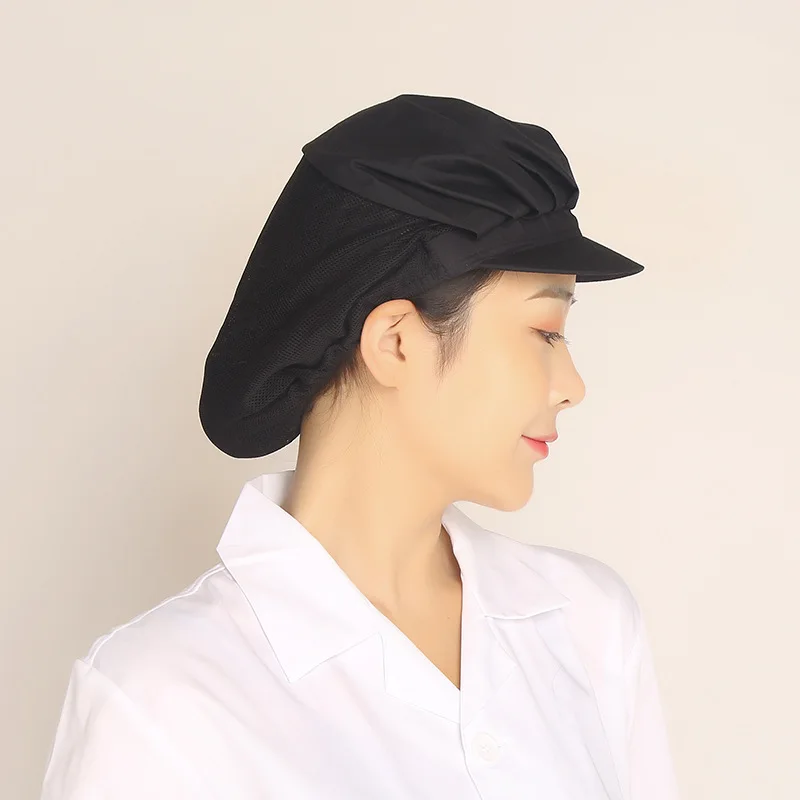 New Kitchen Work Hat Chef Hat Cooking Hygiene Hat Solid Color Baking Smoke and Dust Prevention Semi Breathable Mesh Hotel Chef H