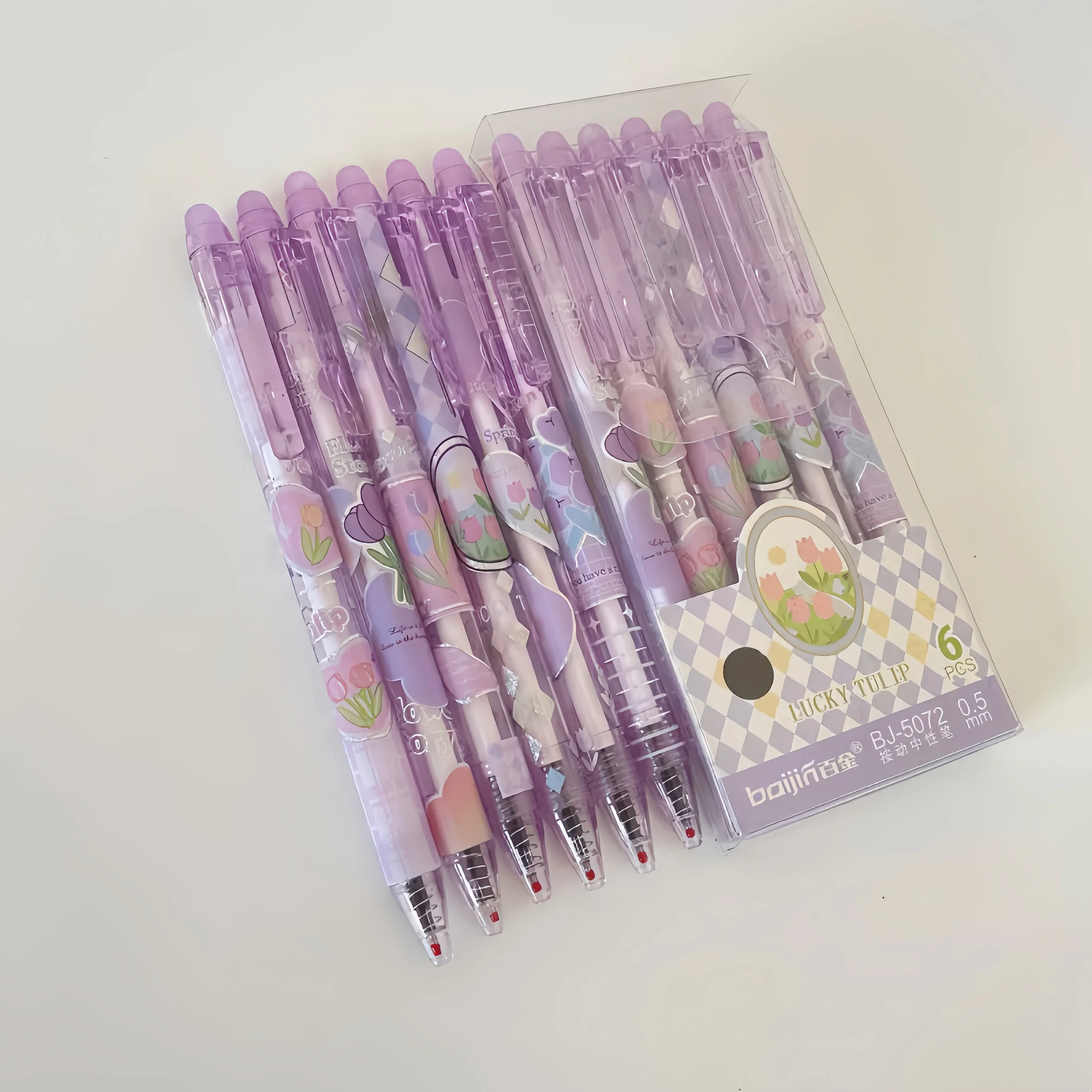 

Purple Retractable Erasable Pen, Erasable Gel Pen with Flower Design, Gel Pen with Tulip Design, Black or Blue Ink, 0.5mm Tip, Suitable for Office and Study, Perfect Gift