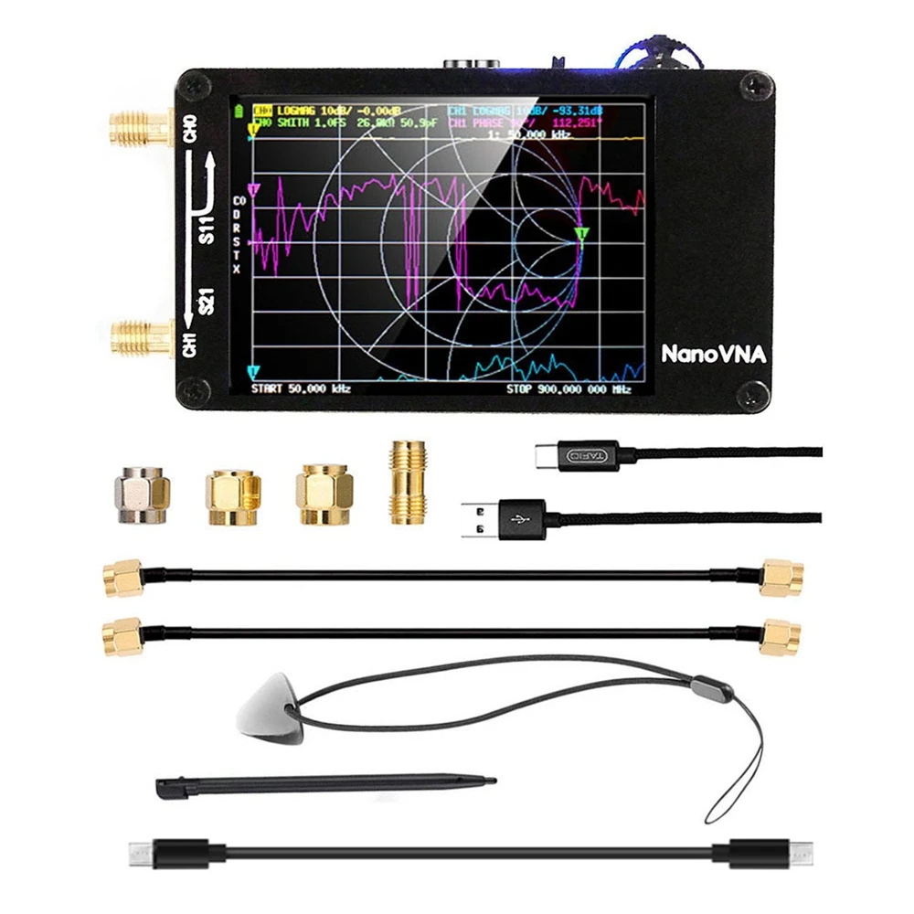 NanoVNA-H Antenna Vector Network Antenna Analyzer MF HF VHF UHF Band SD Card Slot