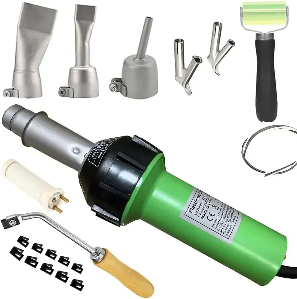 

1600W Hot Air Plastic Welding Kit with Adjustable Temperature, Multiple Nozzles, and Floor Groover for PVC Vinyl Repair