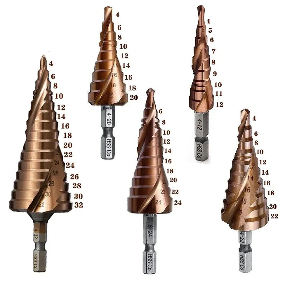 

HSS M35 Cobalt Steel Hexagonal Spiral Step Drill Bit Professional Pagoda Hole Opener for Stainless Steel, Metal, Wood