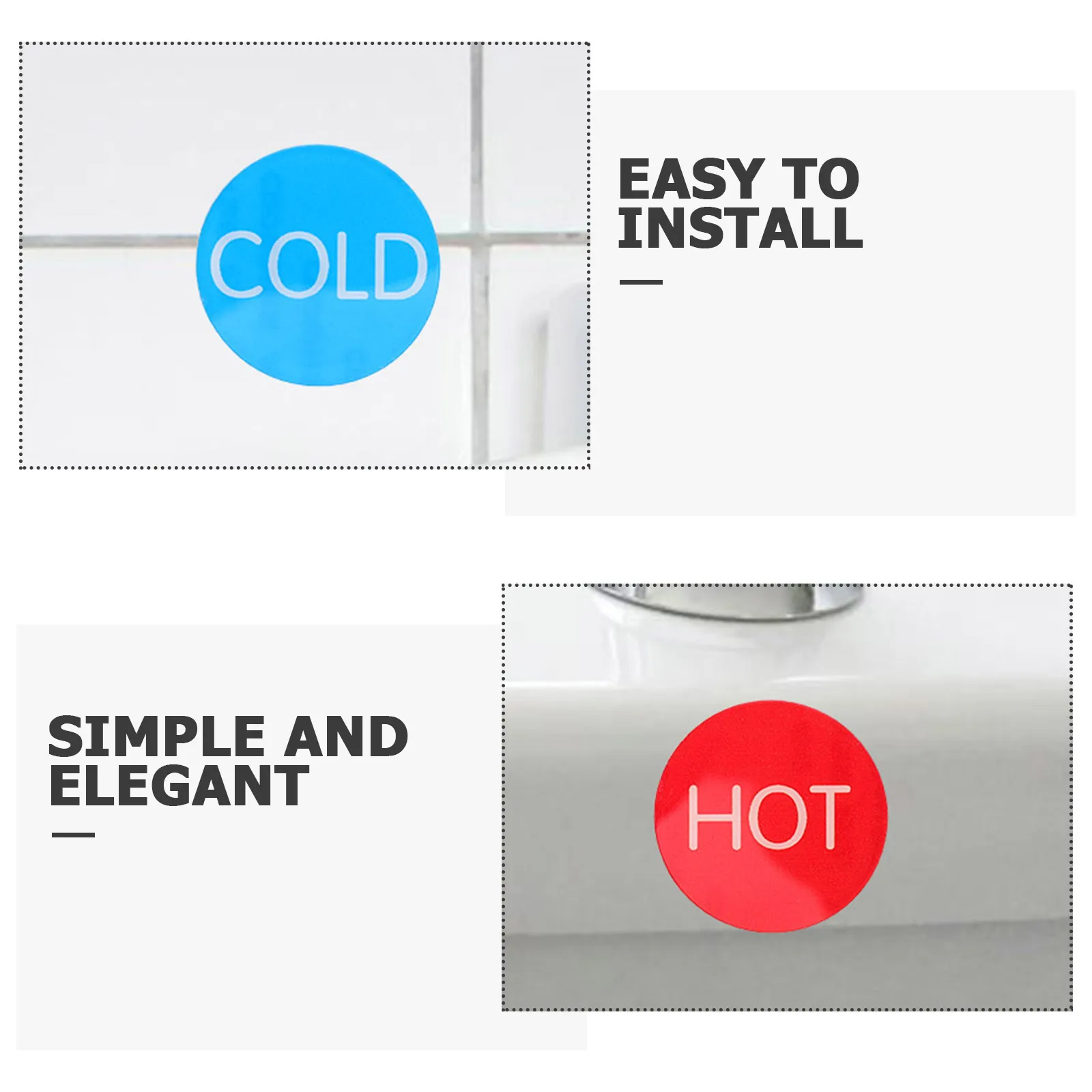 Faucet Signs Cold Hot Water Labels Sticker Indicator Acrylic Reusable Decor For Bathroom Sink Shower Hotel