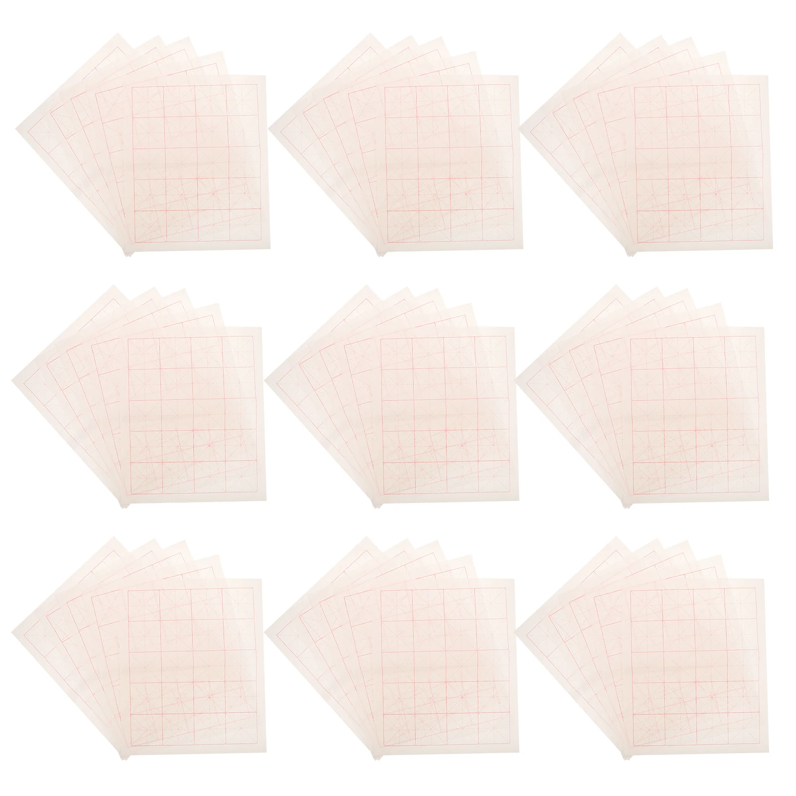 100pcs Calligraphy Practice Semi Cooked Xuan Rice Paper Chinese New Year Red Pepper Handwriting Supplies Writing Paper