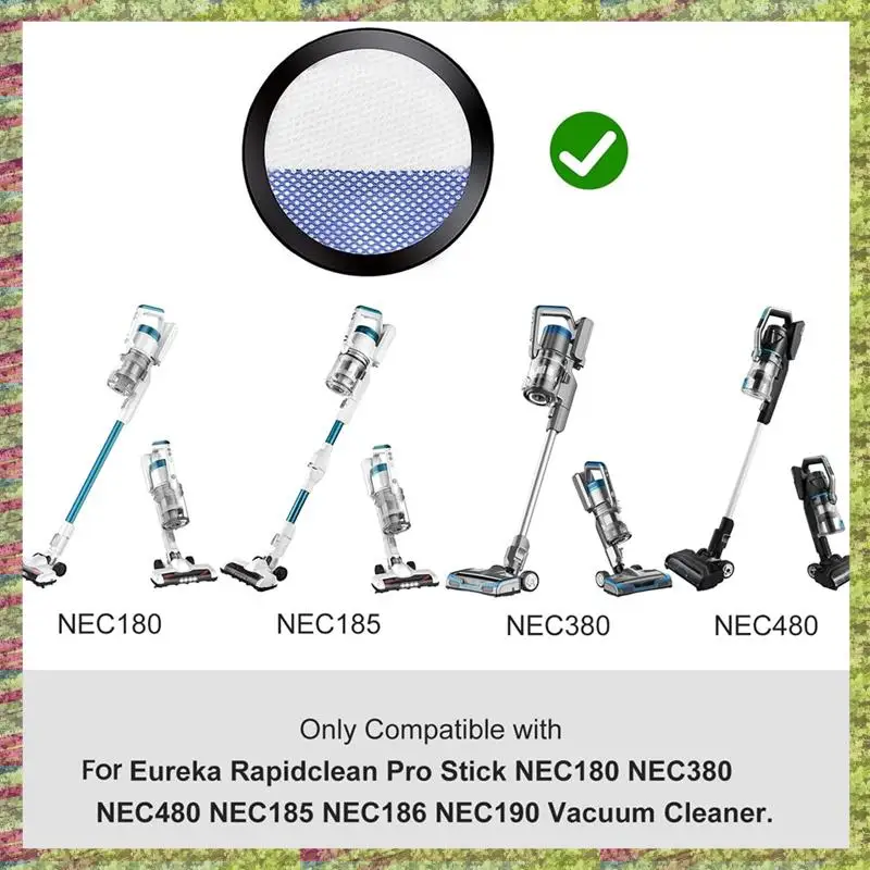 ABKB 4 قطعة استبدال مرشحات فراغ تستقيم ل يوريكا NEC180 NEC280TL NEC380 NEC480 NEC185 NEC186 NEC190 أجزاء المكنسة الكهربائية