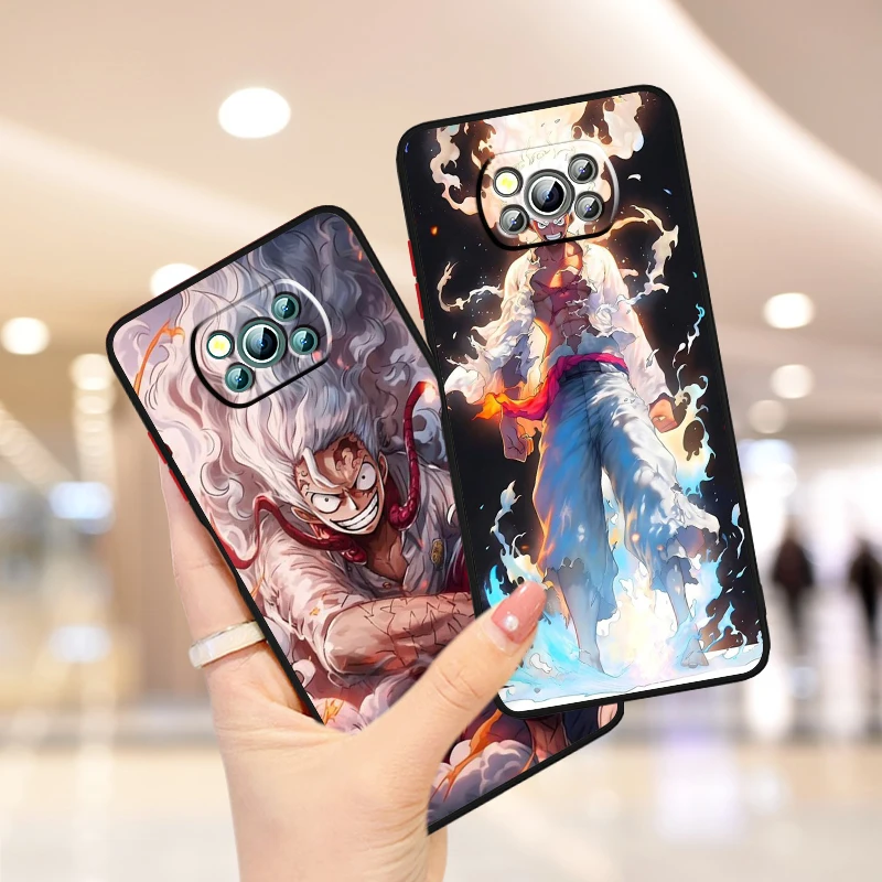 Anime Luxury One P-Piece Cute Frosted Translucent For Xiaomi Mi Poco X5 X4 X3 M6 M5S M5 M4 M3 F5 F4 F3 GT Pro 5G Cover