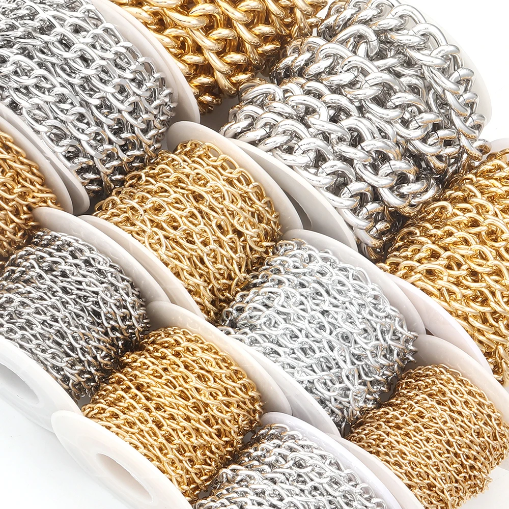 2-5yards/roll Metal Aluminium Chains Gold Silver Color Twist Chains For Jewelry Making DIY Necklace Bracelet Bagchains ﻿