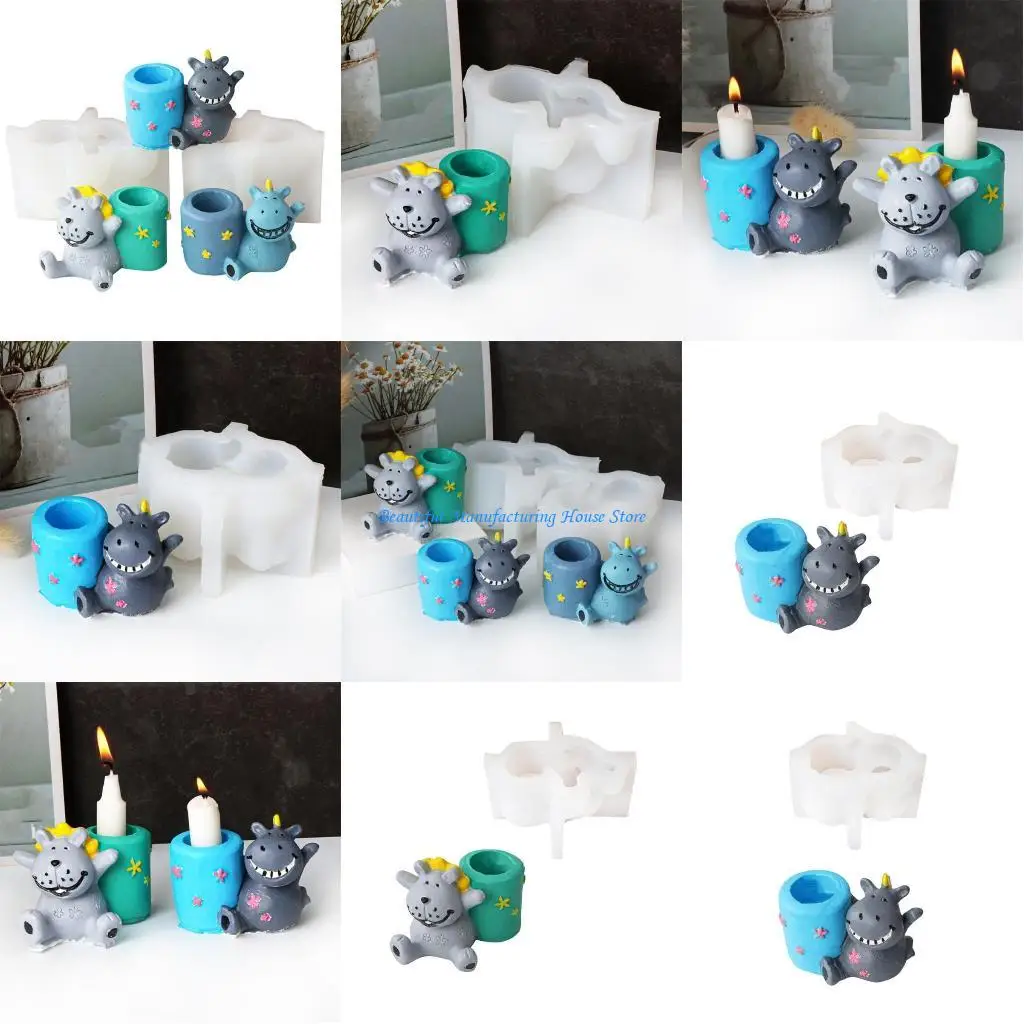 E56A قالب سيليكون قوي ومرن لحوامل الشموع والديكور الجص بزخارف طبيعية ملحقات منزلية للاستخدام اليومي