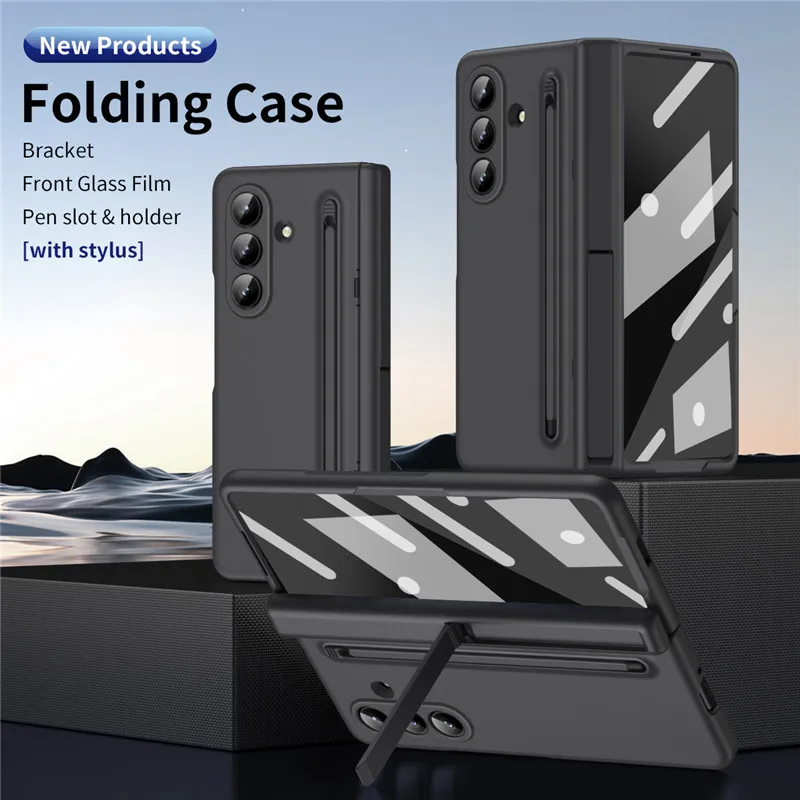 Matte PC With S Pen Front Screen Hinge Protect Case For Samsung Galaxy Z Fold 8 Ultra Fold8 7 6 5 4 3 5G Bracket Holder Cover