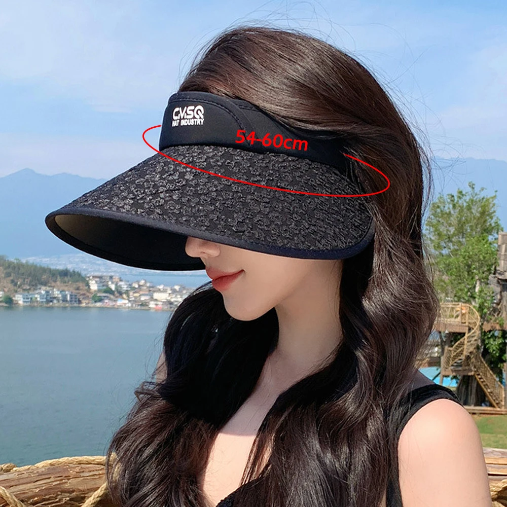 Empty Top Empty Top Hat New Wide Large Brim Sequin Sun Hat UV Protection Casualv Beach Hat Outdoor