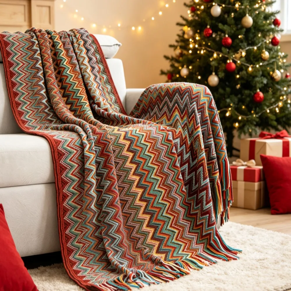 Boho Christmas Red Gift Soft Knit Throw Blanket Lightweight Cozy Nordic Farmhouse Tassel Edge Couch Decor Blankets with Tassels