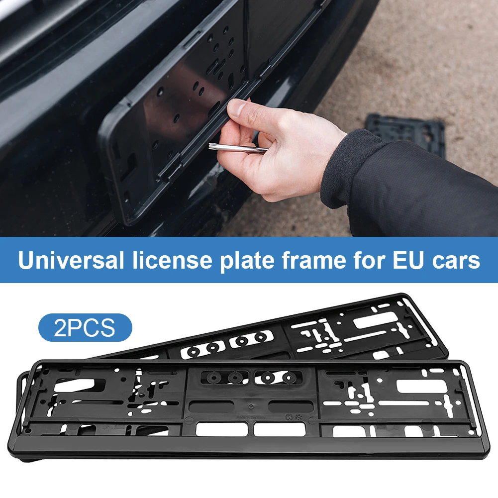 2Pcs License Plate Holder Mount Black EU Standard License Plate Frame Cover Anti-corrosion for Car Auto Accessories