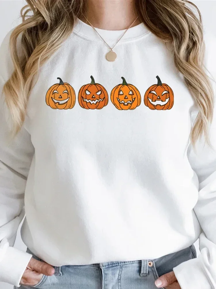 Śmieszne Halloweenowe bluzy damskie Dynia Duch Jesienna bluza z kapturem Vintage Dynia Halloween Niezbędna bluza damska