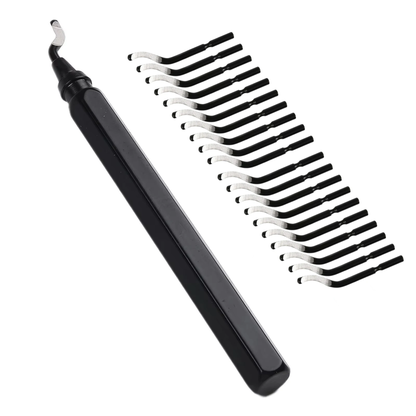 Metal Handle Deburr Tool with 21 BS1010 High Speed Steel Swivel Blades for Metal PVC Plumbing 3D Print Plastic Copper Resin Art