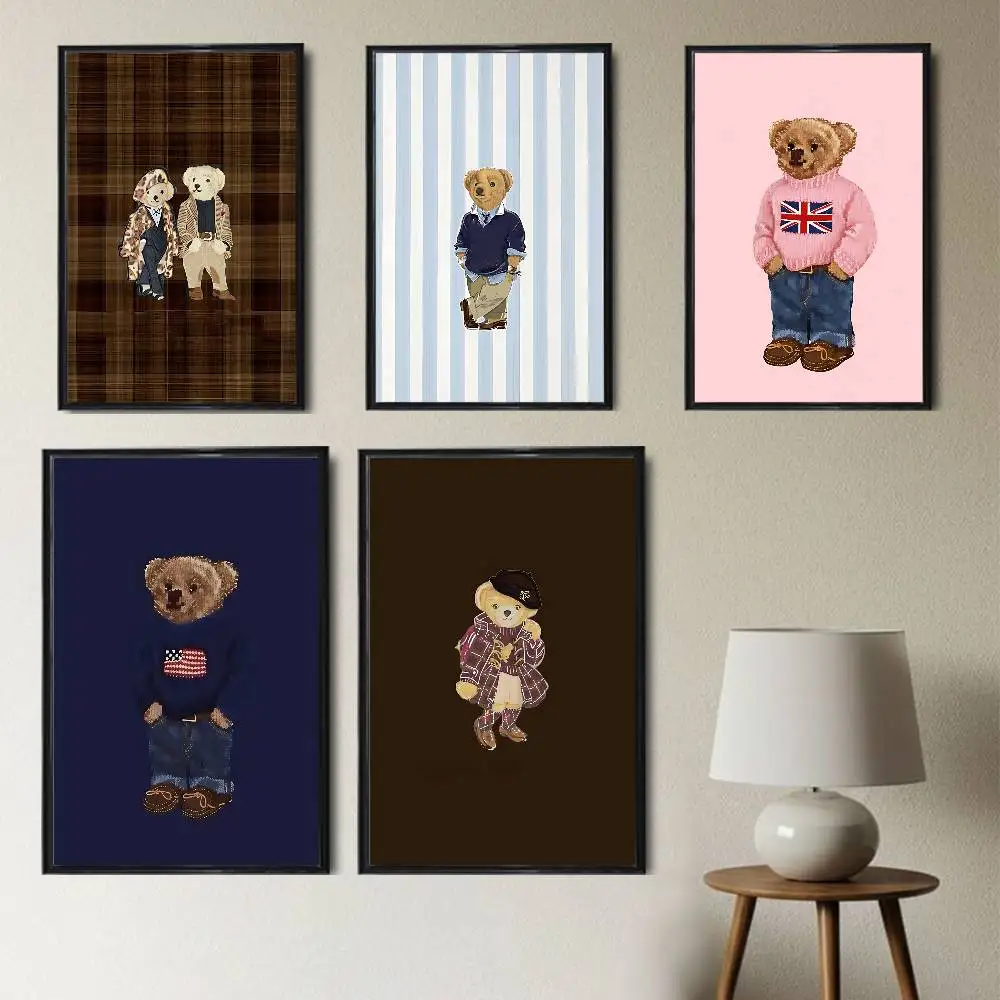

Adorable animal art creation Polo Bear Poster Prints Wall Art Painting Picture Gift Living Room Bar Restaurant Dec Sticker Large