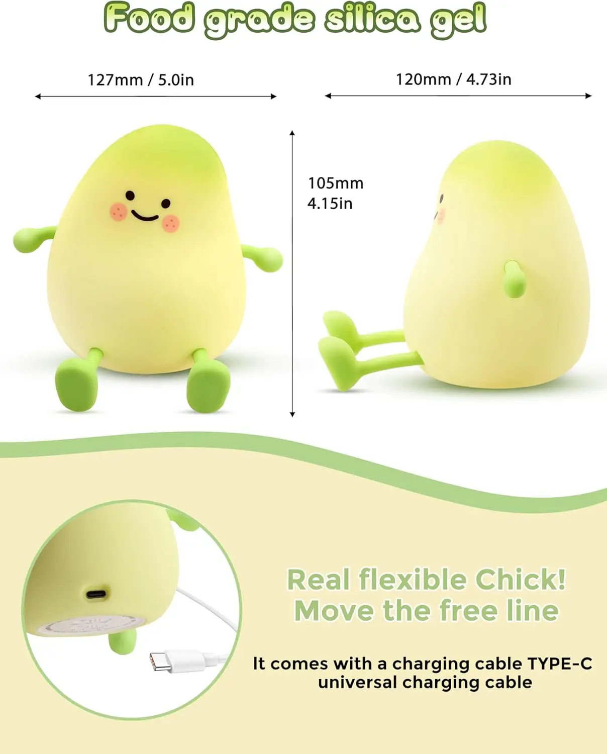 لطيف ضوء الليل الاطفال المانجو النوم مصباح دافئ الأبيض ديكور غرفة نوم سيليكون ضوء الليل الطفل الحضانة أضواء عيد ميلاد هدية الكريسماس #5