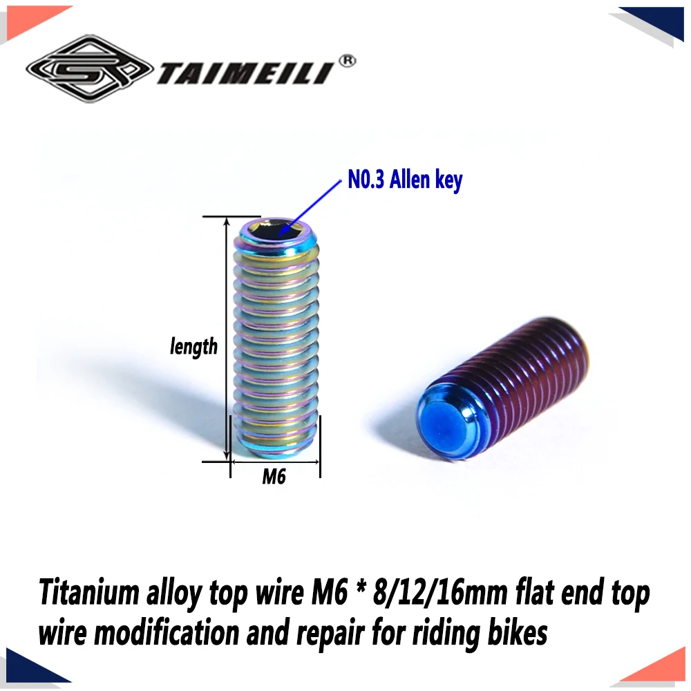 TAIMEILI Titanium Alloy Flat End Set Screws M6x8/12/16mm Bicycle Mod Repair Fasteners 2/4/6/8/10Pcs