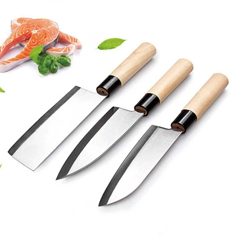 

Японский нож шеф-повара из нержавеющей стали, нож для суши, сашими, лосося, филе 7Cr17mov, прочный острый лезвие, деревянная ручка, ножи для мяса и рыбы