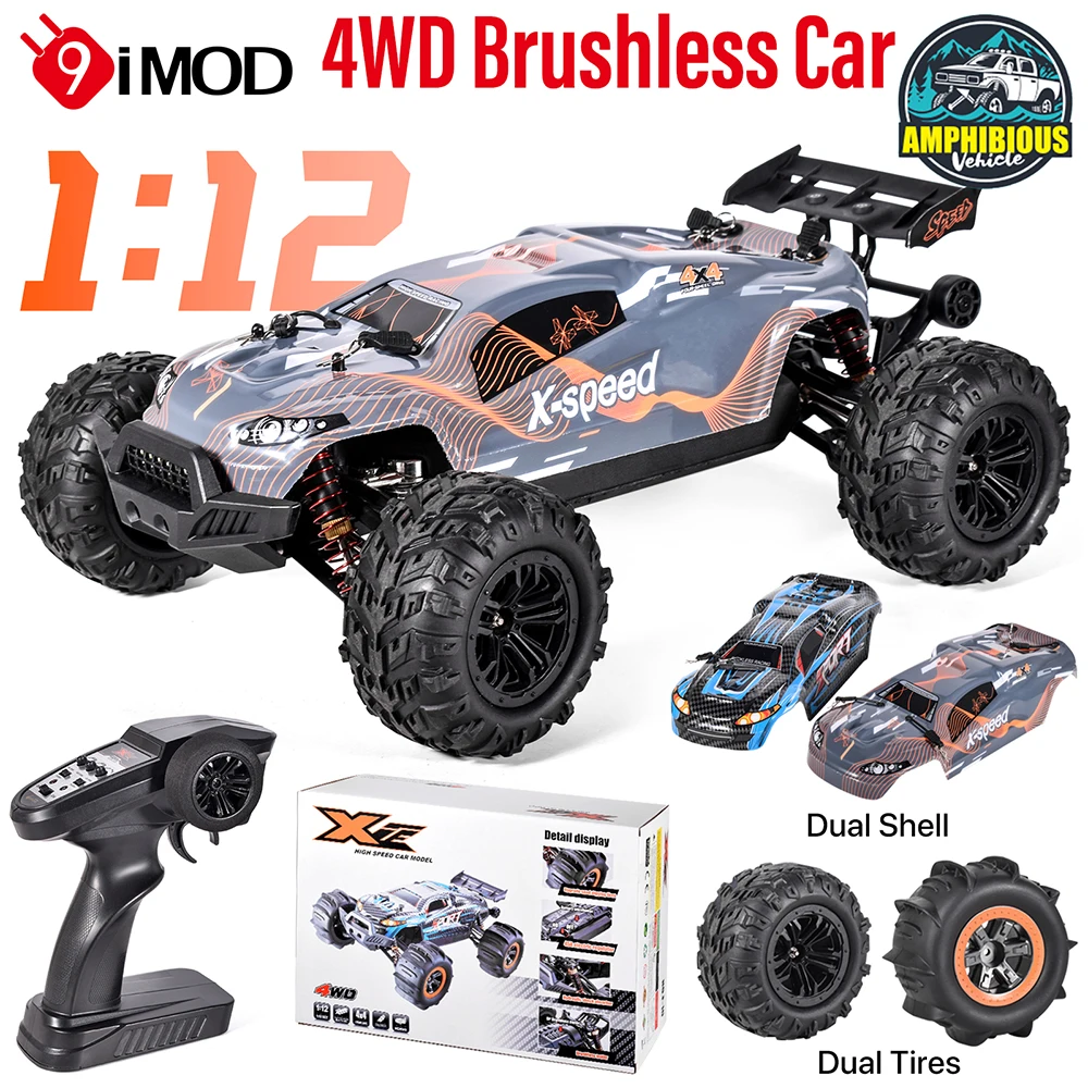 9imod carro de controle remoto 2.4g 1:12 rc barco à prova dwaterproof água controlado fora de estrada anfíbio dublê veículo 4 rodas velocidade rastreador brinquedos