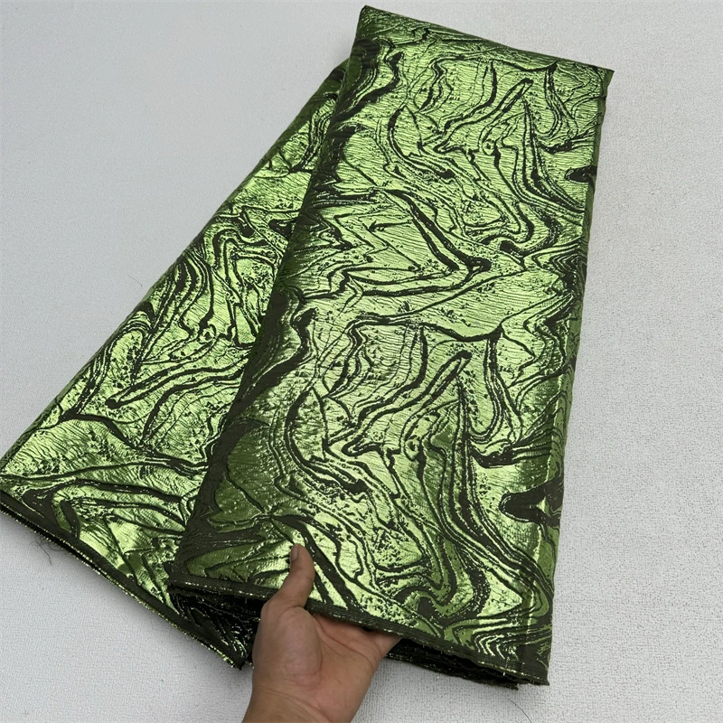 TLXT 5 Yards Green Nigeria Brocade Jacquard Fabric 2024 High Quality Gilding African Lace Fabric French Luxury Dress for Women