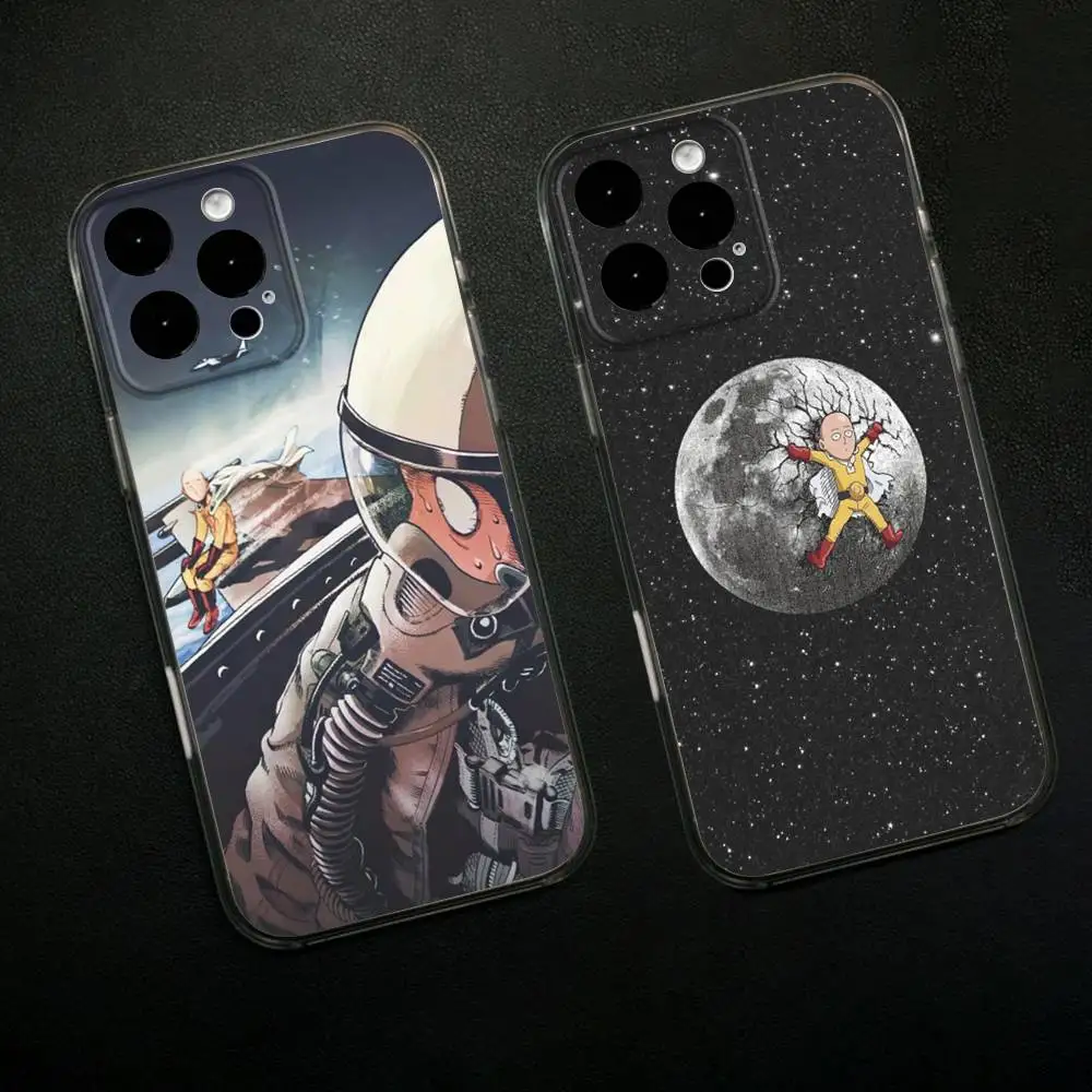 

One P-Punch Man Saitama Phone Case For iPhone 16,15,14,13,12,11 Plus,Pro,Max,XR,XS,X,7,8 SE,Mini Transparent Silicone Soft