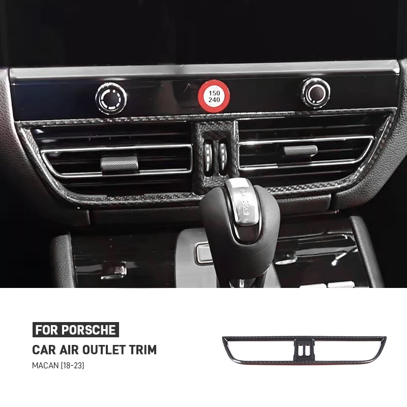 

For Porsche MACAN 2018-2023 Real Carbon Fiber Interior Central Middle AC Vent Grille Outlet Frame Cover Trim Decoration Sticker