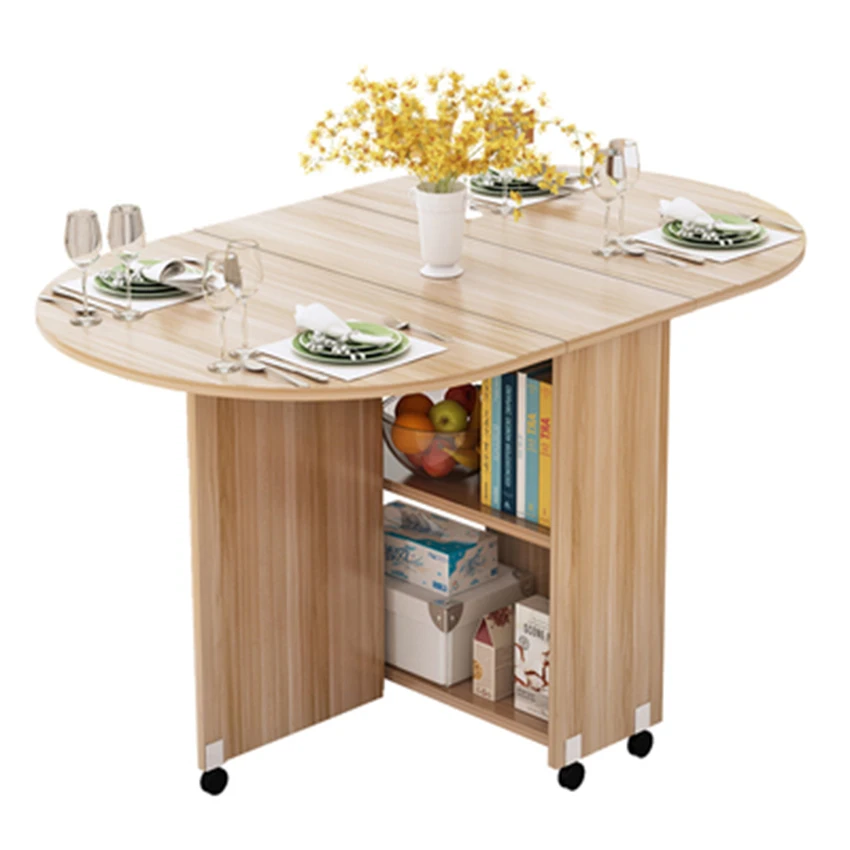 Folding Table Solid Wood Storage Breakfast Table Modern Simplicity Table Kitchen Multifunction With Roller Folding Coffee Table