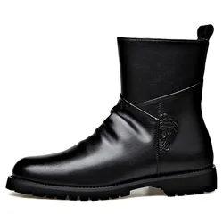 Autumn Winter New Designer Big Size Ankle Boots for Men Fashion Casual Black Dress Shoes Male Side Zipper Leather Chelsea Boots