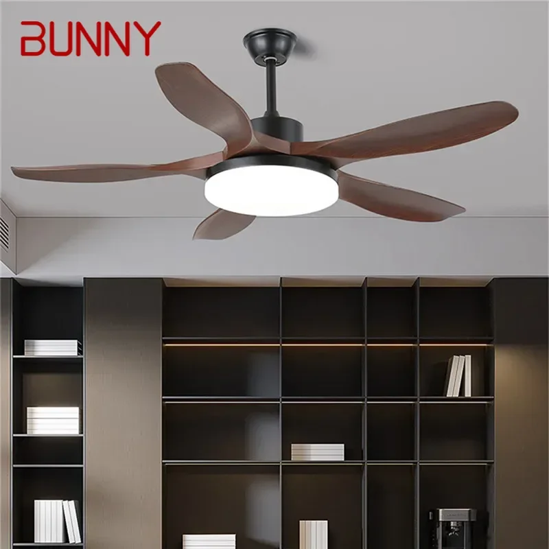 BUNNY Modern Fan Light Luxury Living Room Restaurant Bedroom Study LED Ceiling Fan Light Remote Electric Fan Light