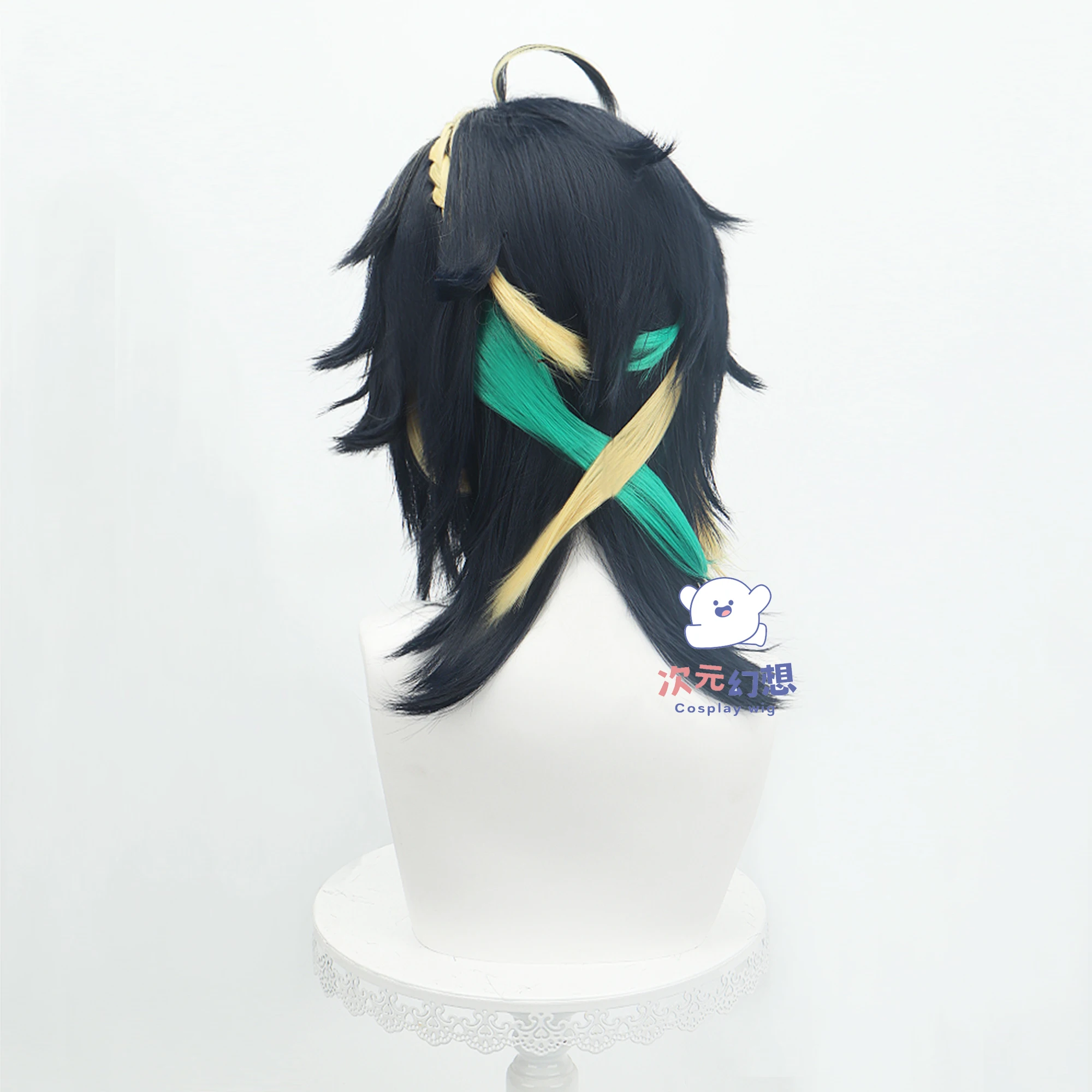 Genshin Impact Kinich Peruca Cosplay, Cabelo Sintético Resistente ao Calor, Festa de Halloween, Role Play, Boné de Peruca Grátis