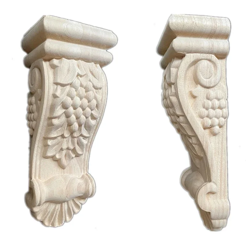 16cm 22cm Wood Decoration Applique Vintage Creative Home Decor Maison Accessories Wooden Figurines Miniatures Carved Wall Column