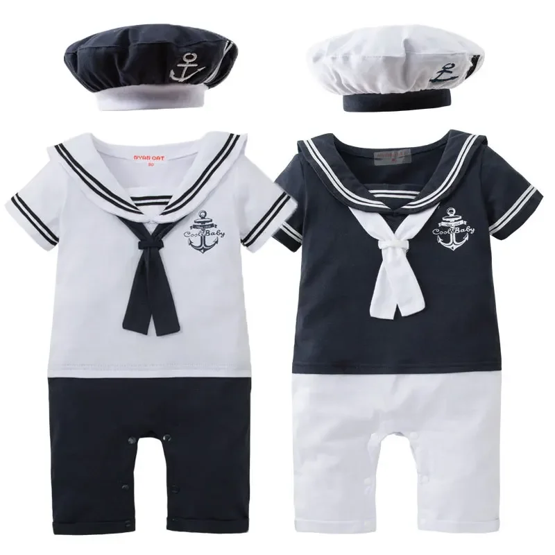 Umorden bebê recém-nascido meninos marinho marinheiro traje macacão para criança infantil curto verão halloween festa de aniversário fantasia outfit o