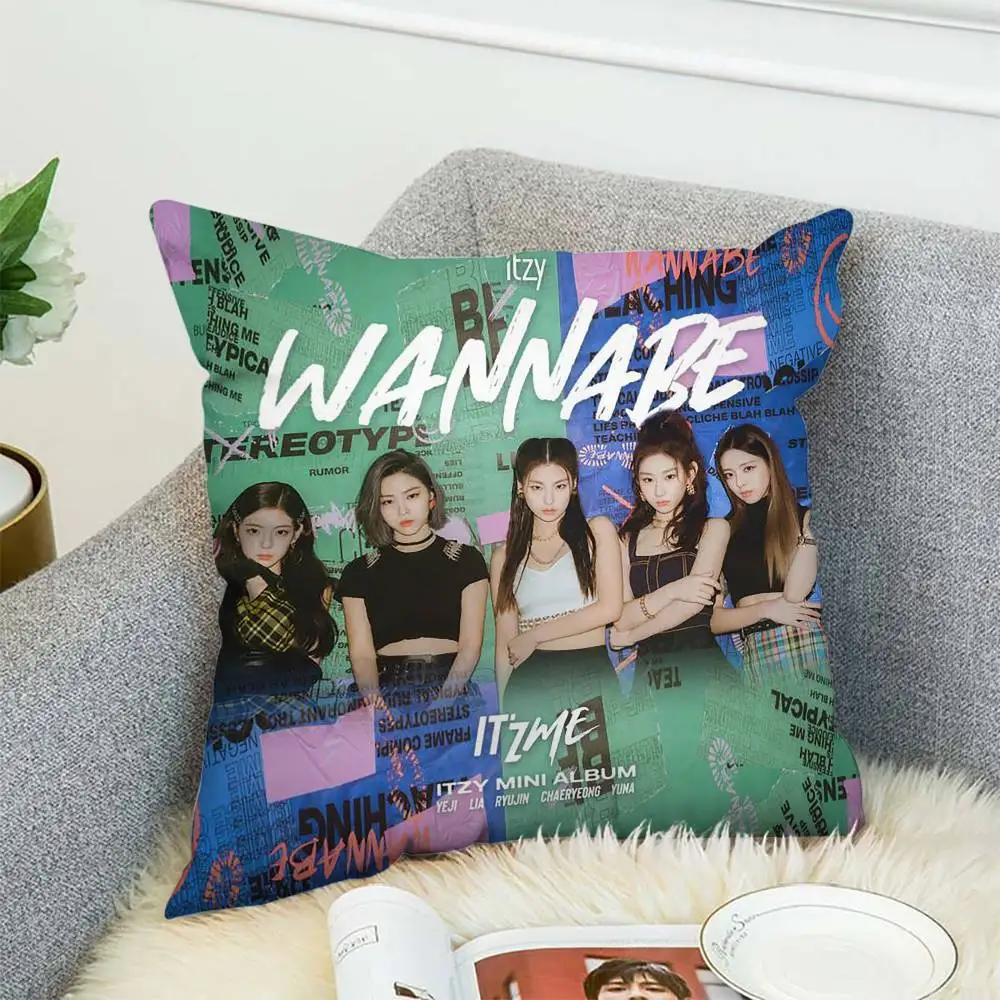 

Kpop T-Twices Pillow Case Double-Sided Printing Cushion Cover 45x45 Decorative Cushions Sofa Home Decor Soft Pillowcase