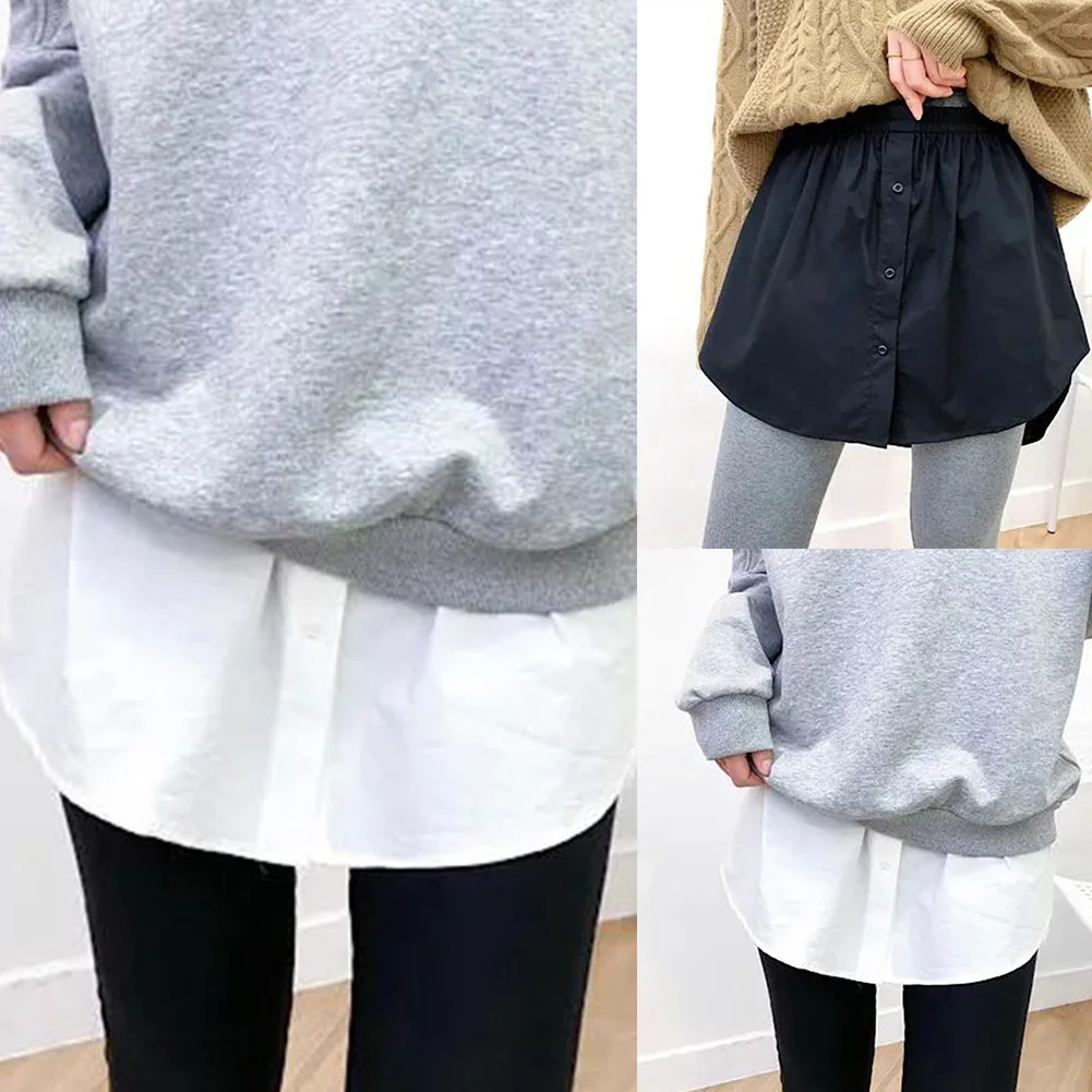 تنورة ذات طبقات مع قاعدة قابلة للفصل، تصميم مكون من قطعتين، تنورة قصيرة أنيقة للنساء، ملابس منزلية غير رسمية، أبيض وأسود S-XL #6