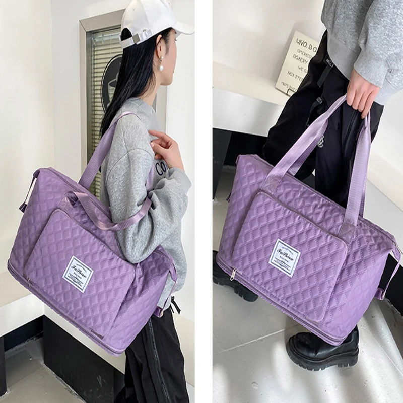 Geestock-Bolso de viaje plegable para mujer, bolsa de hombro impermeable con separación en seco y húmedo, de gran capacidad, ideal para Yoga