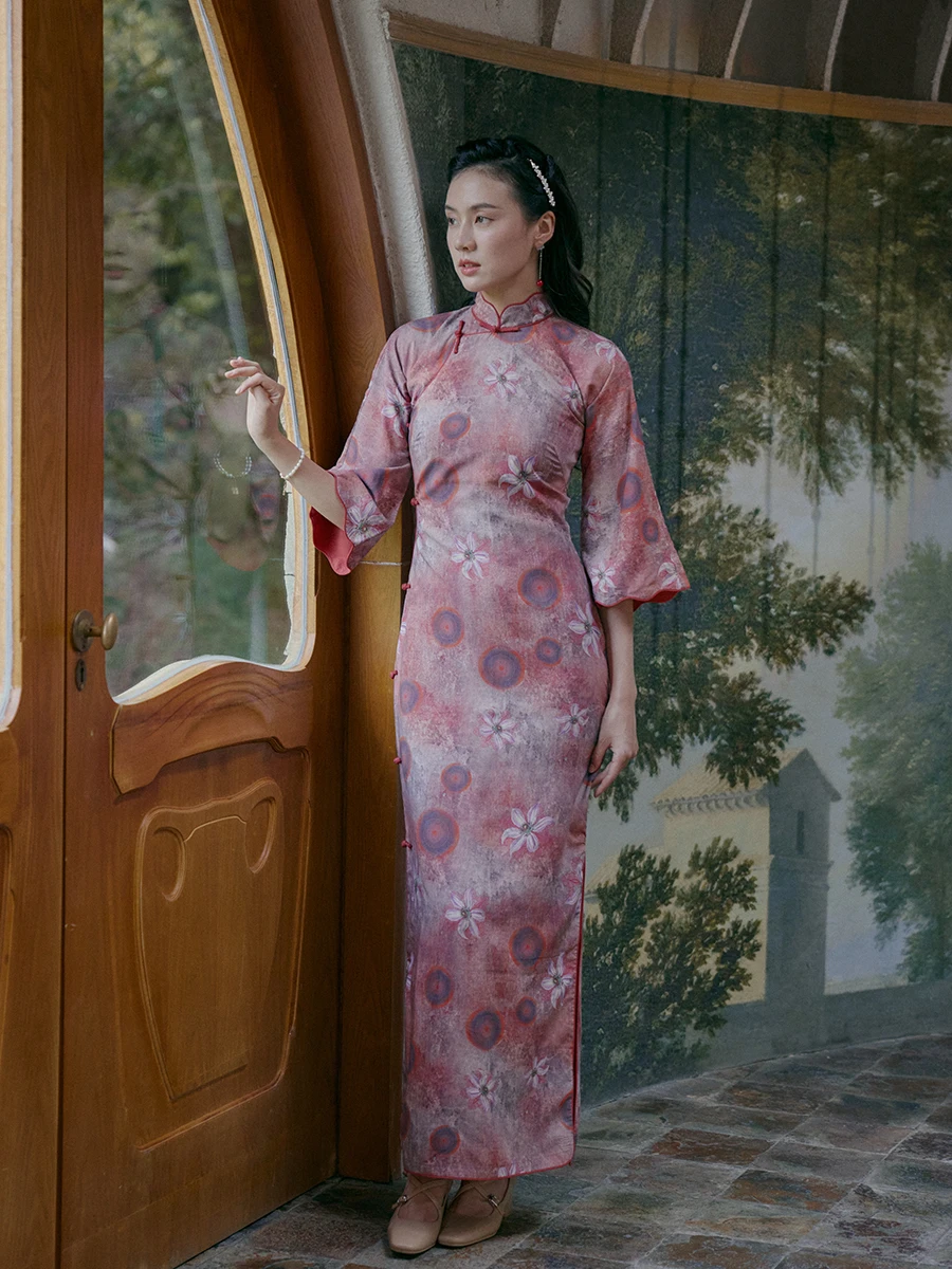 

Jiumei Long with Seven-Quarter Sves And Full Opening Lapel in Lyocell Fabric Retro Sle Daily Wear Chinese Trad...