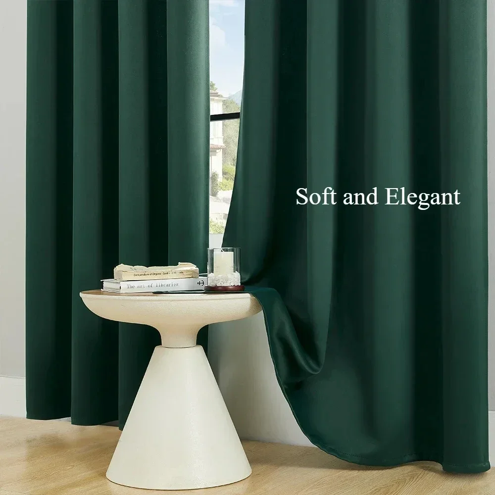 1pc Solid Color Blackout Curtain, Room Darkening And Light Reducing Curtains, For Study Bedroom Kitchen Living Room Decor