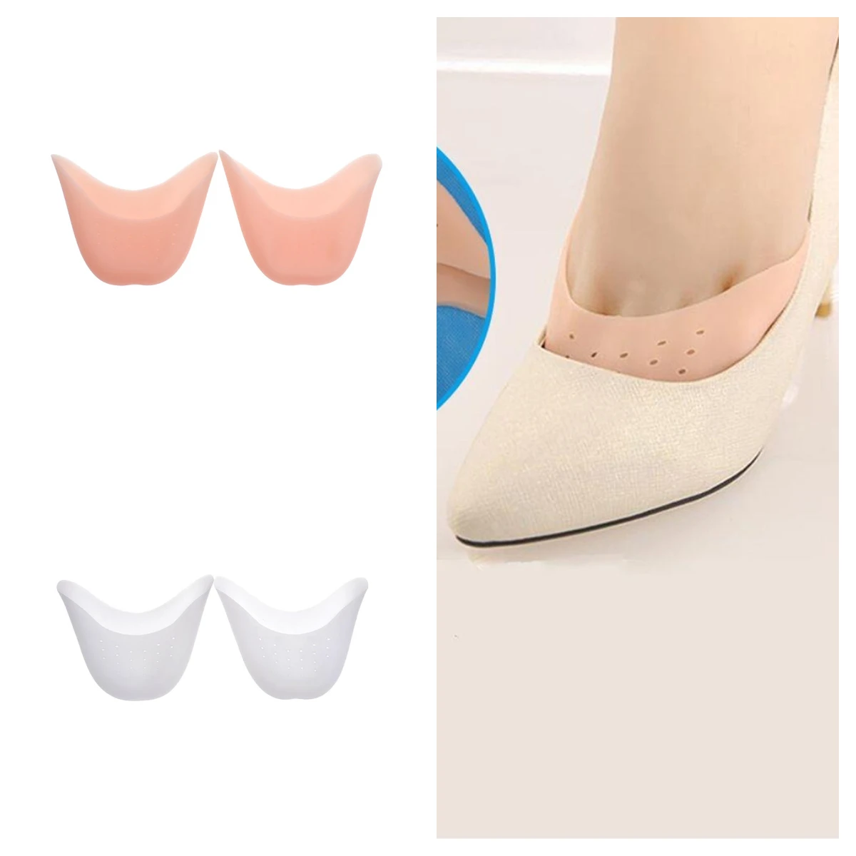 1 คู่เท้า Point Pads สําหรับรองเท้าเต้นรําบัลเล่ต์ TIP Protector Air Hole Sole Shock Absorbing Inserts ซิลิโคน Foot Care เครื่องมือ