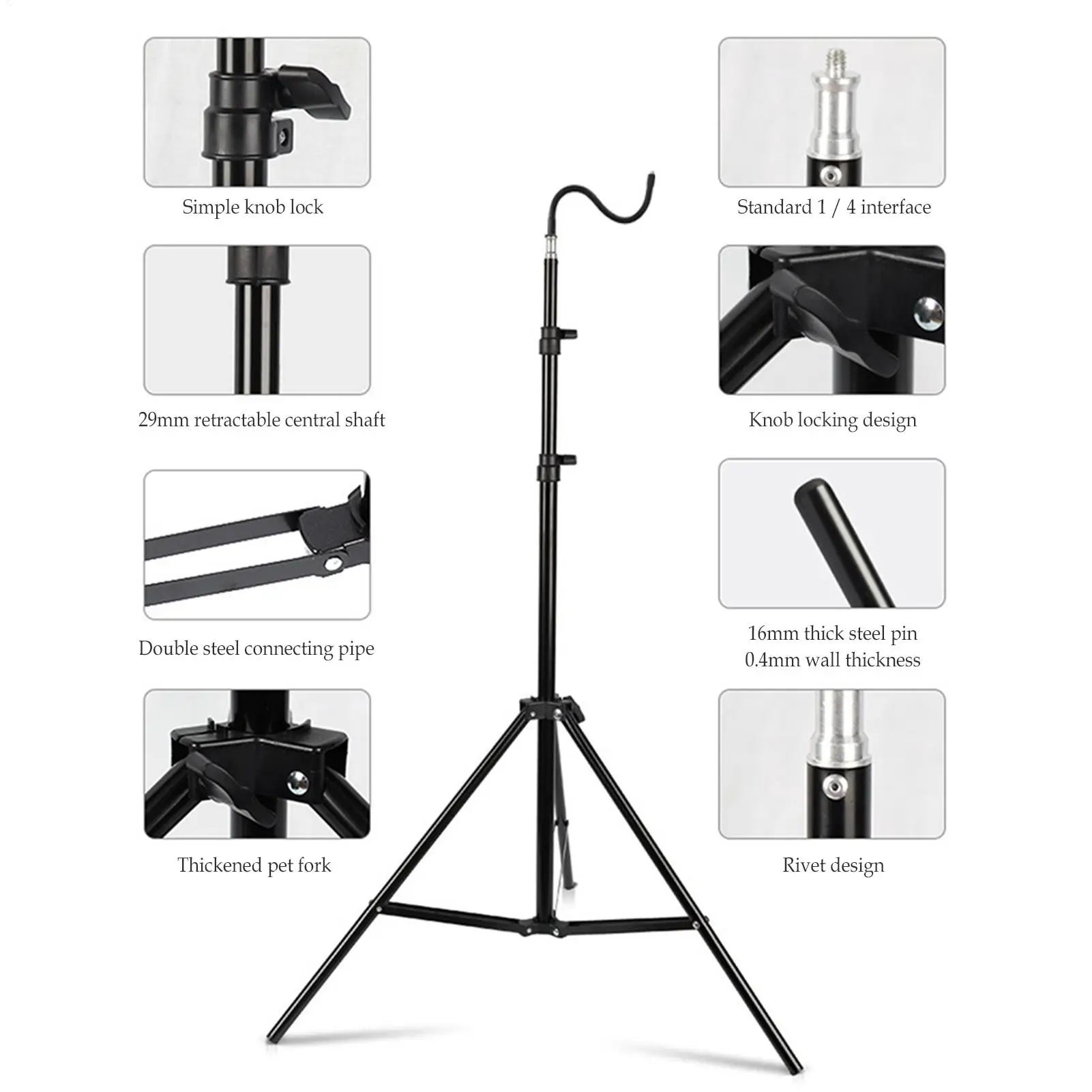

2m Campinglight Stand Folding Telescoping Tripod Adjustable portable Lightweight emergency Floor Lamp Holder Tripod Accessories