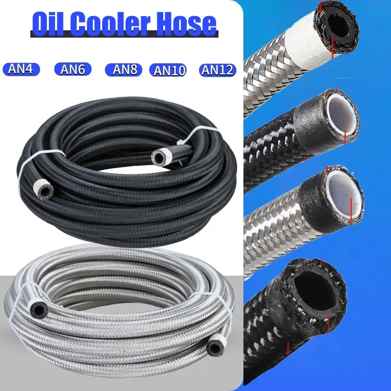 PTFE High Temperature Fuel Hose Oil Gas Cooler Hose Line Pipe Tube Nylon Stainless Steel Braided Inside CPE Rubber Brake Hose