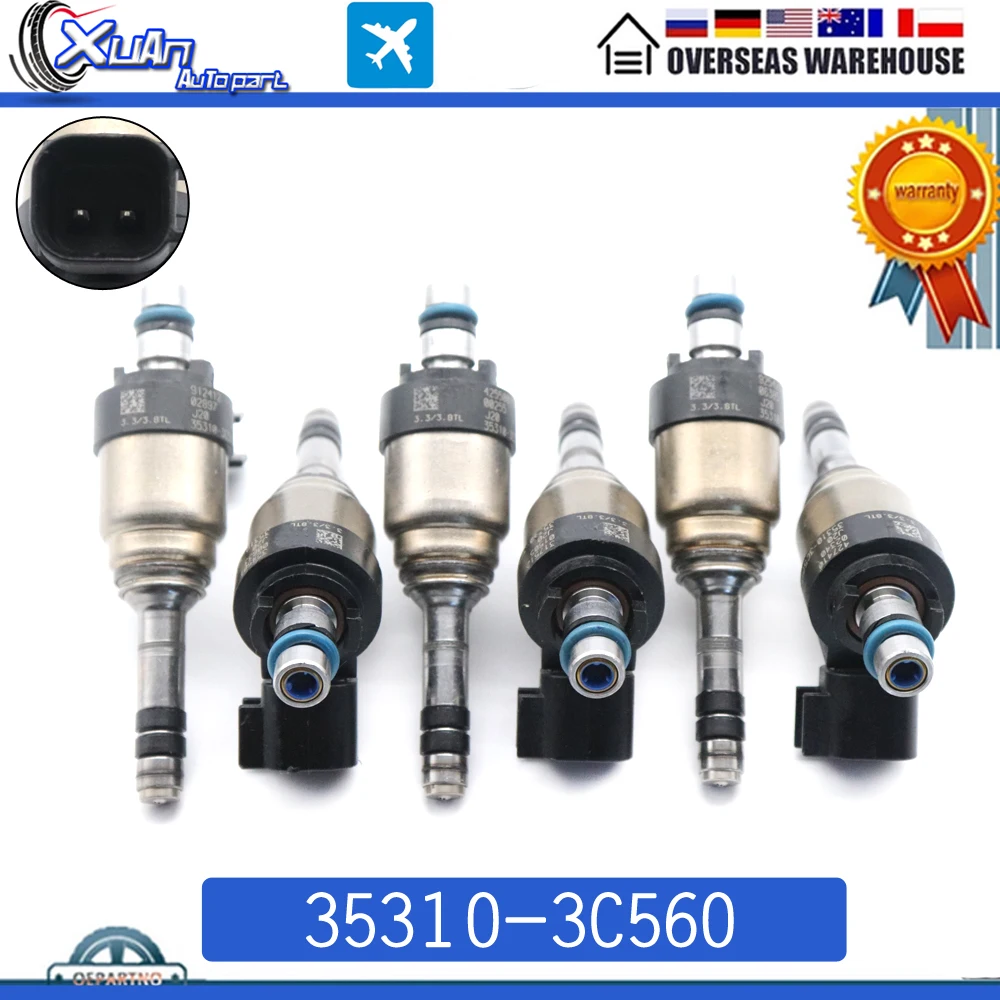 

Форсунка Топливная 35310-3C560 для Hyundai Santa Fe, Azera, Genesis Coupe, Kia Sedona, Sorento K900, Cadenza, 3,3 л, 3,8 л, 6 шт.