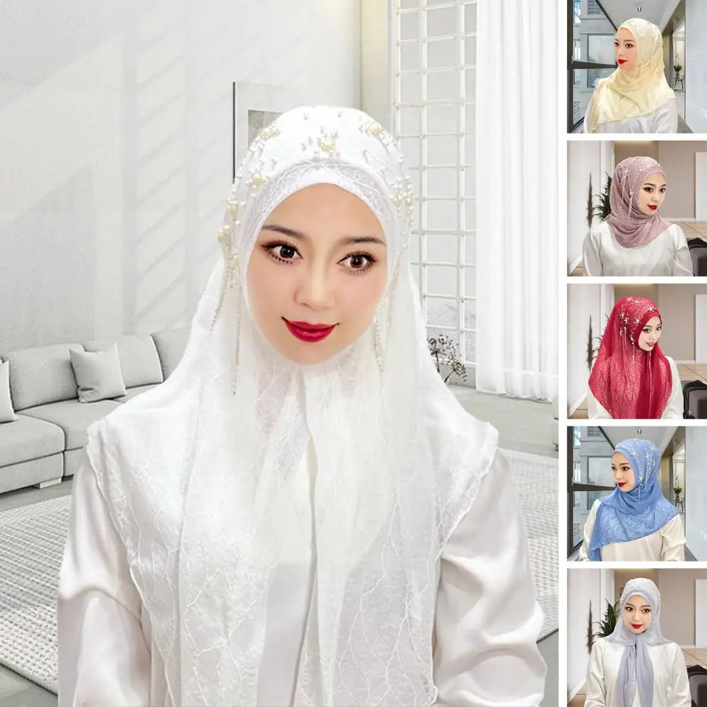 2024 Adults or big girls medium size 70*180cm pray hijab muslim hijab scarf islamic headscarf hat amira pull on headwrap