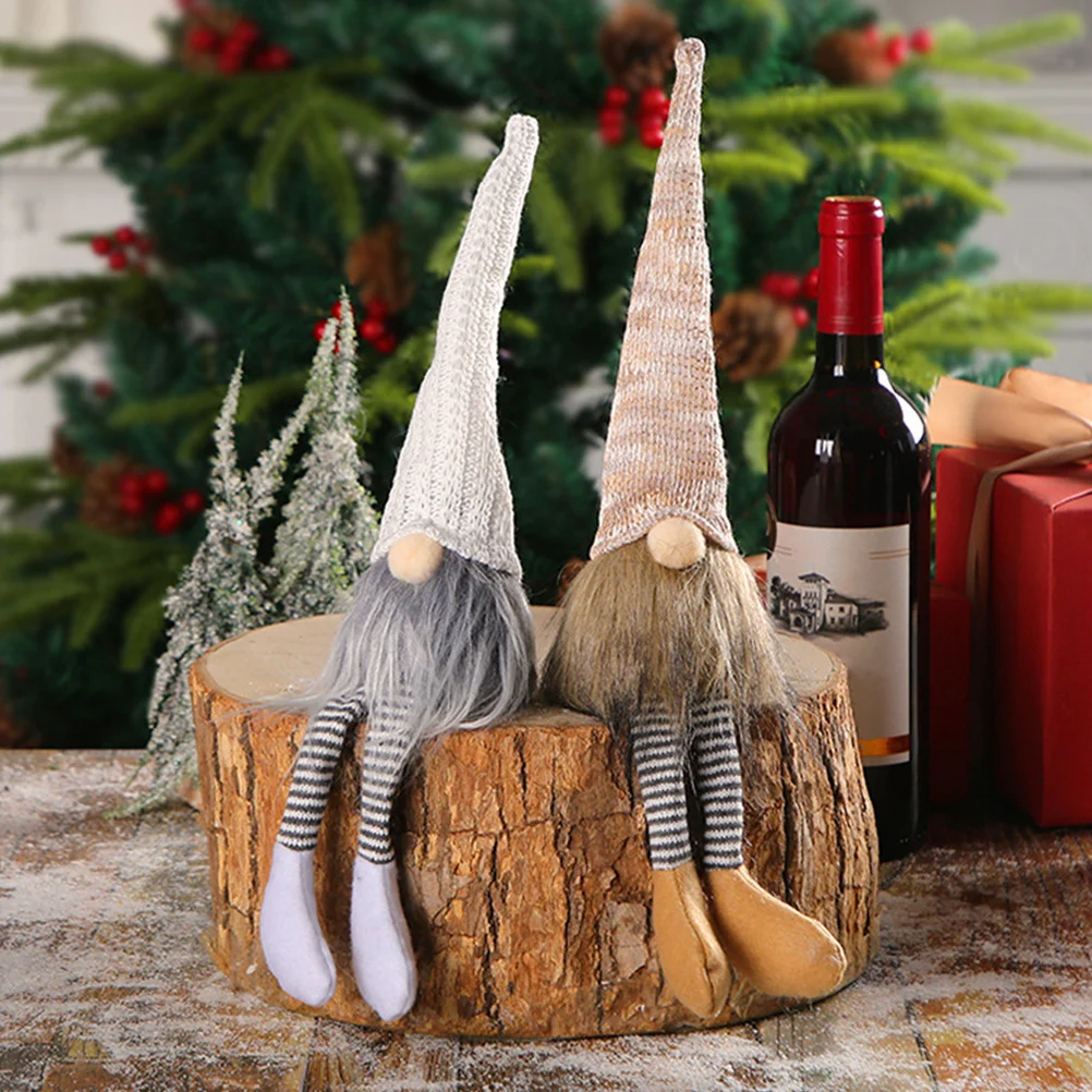 

2Pcs Christmas Gnomes Desktop Ornaments Holiday Tabletop Decorations Xmas Gnome Decor Indoor Christmas Room Gnome Decor