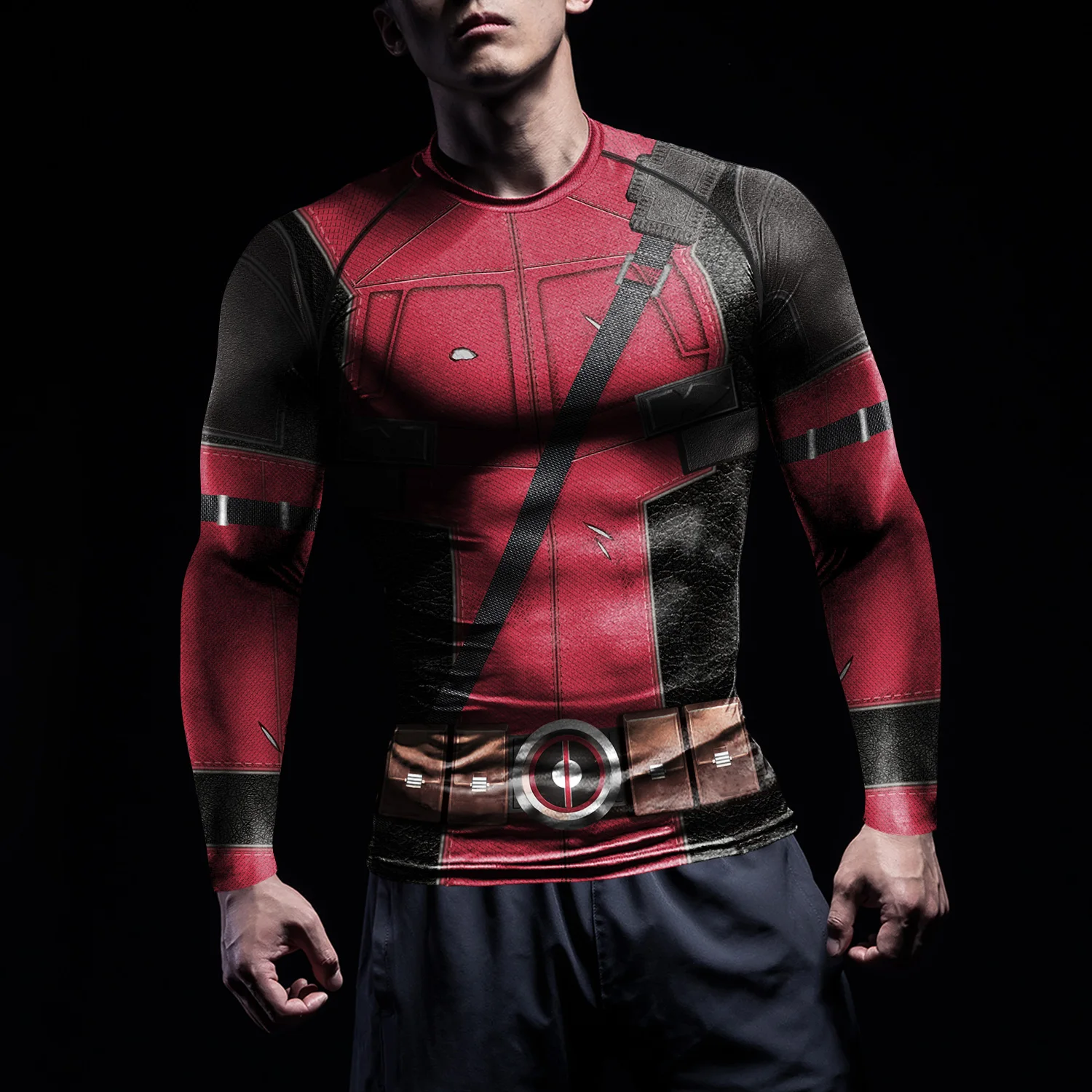 Nadanbao Cosplay Deadpool Kompression hemden Männer laufen Training Langarm Fitness Top elastische Fitness Sportswear Shirts