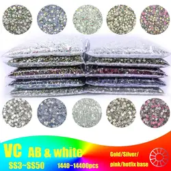 SS3-SS50 Big Bag Glitter Non hotfix FlatBack Wholesale Top Quality Better DMC Crystal AB Glass Strass Iron On Hotfix Rhinestones