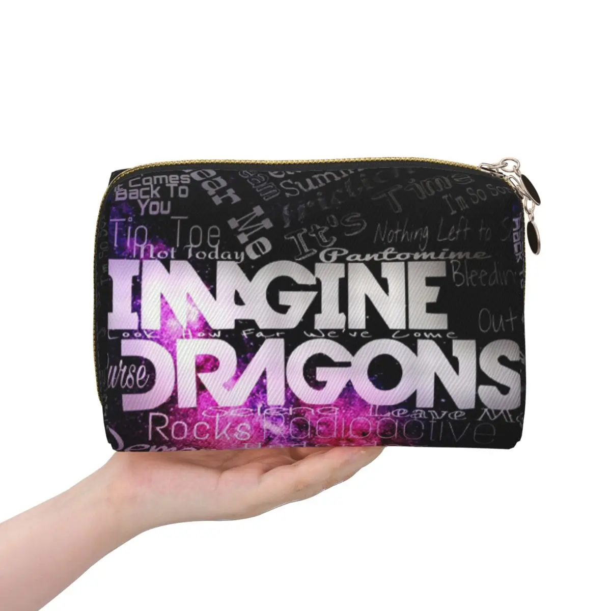 

Imagine Dragons Women Cosmetic Bag Travel Makeup Organizer Pouch Toiletry Storage Dopp Kit Box