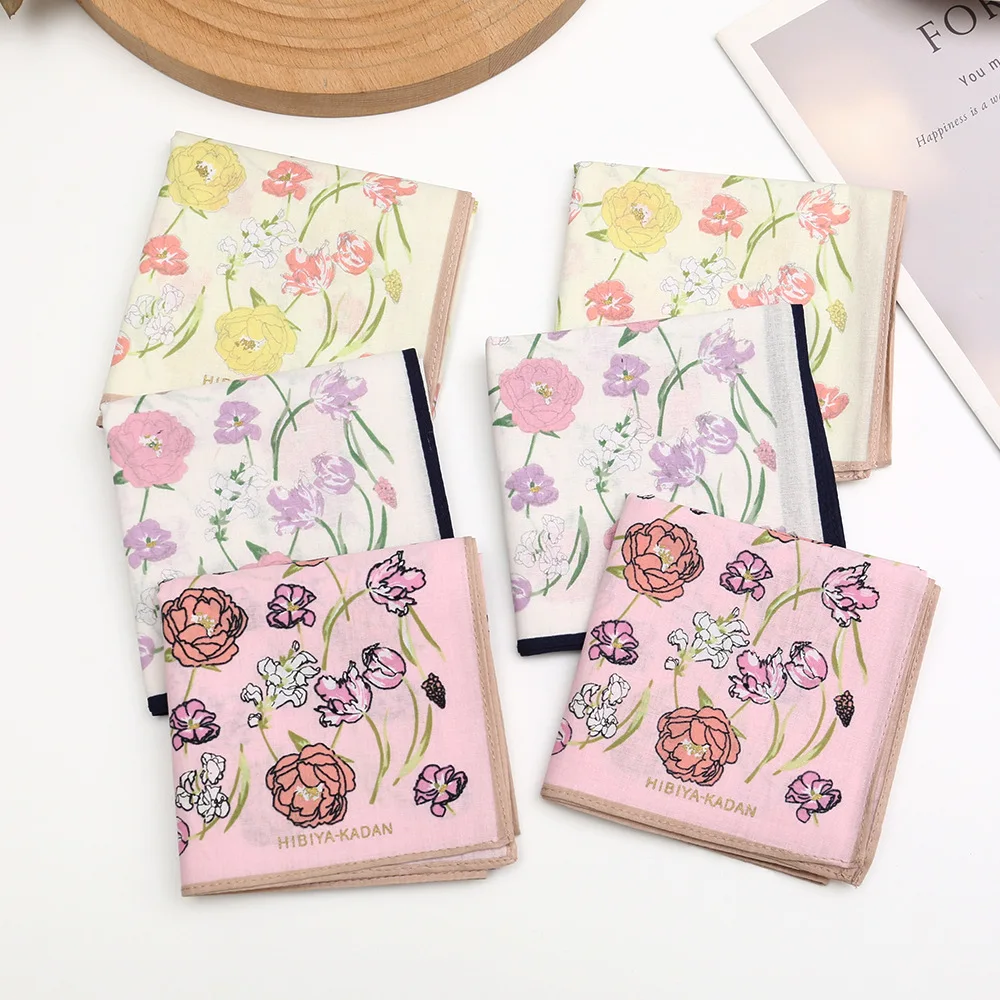 

6/12 шт. женские хлопковые платки с принтом, мягкие тонкие полотенца для вытирания пота, свадебные принадлежности, подарок, 43 см