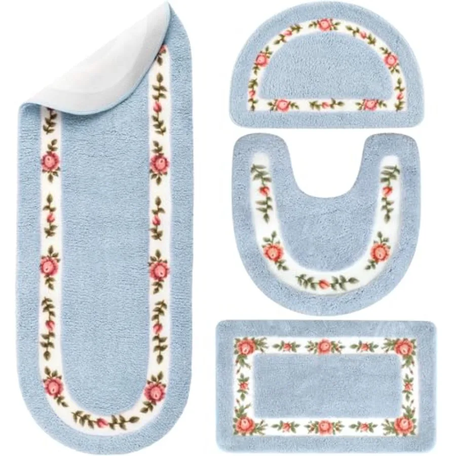

4 Pcs Ro Flowers Coquette atroom Rugs t Coquette Decor Ro Flower Area Rugs Non Slip Asorent Wasale Door Mat Floral atroom Carpe