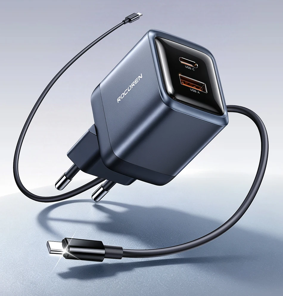 Rocoren 20W GaN PD Schnellladegerät USB-C Ladegerät Tragbares Typ-C Ladegerät PD3.0 QC3.0 Schnellladung für iPhone 18 17 16 15 Pro Max – Detail 2