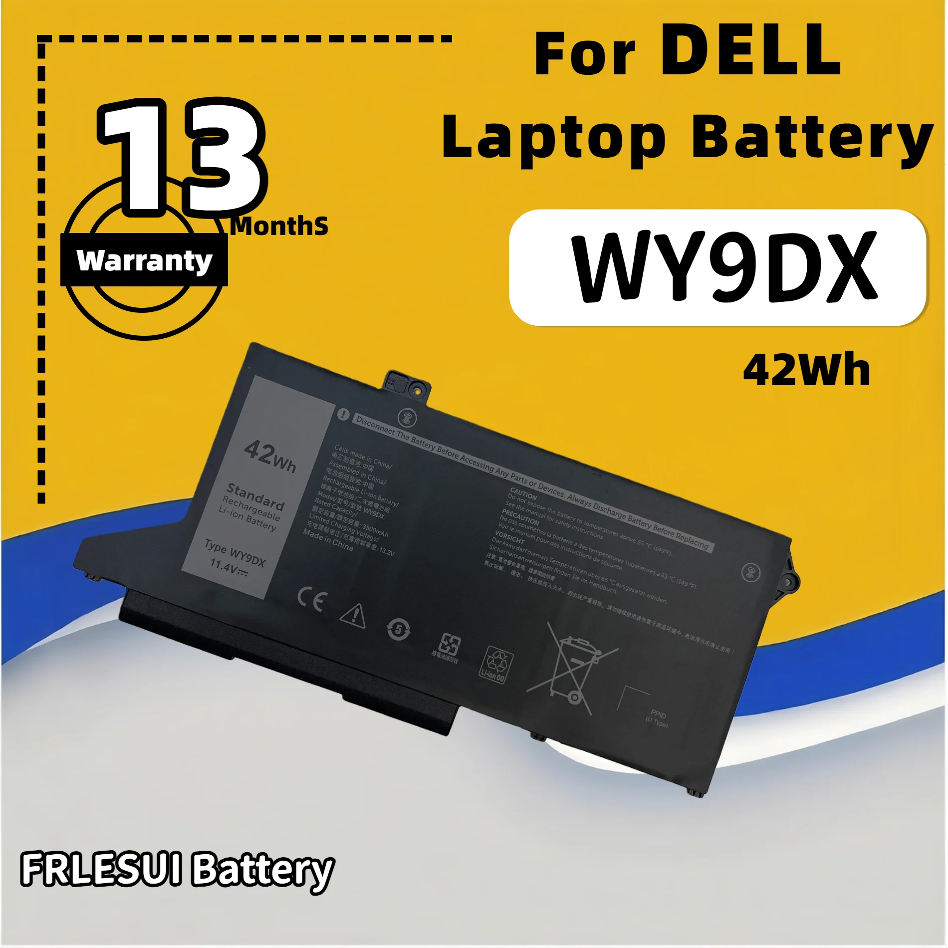 

FRLESUI WY9DX Laptop Battery For DELL Latitude 5420 5520 Precision 15 3560 Dell P137G P104F Series RJ40G 01K2CF 075X16 0WK3F1