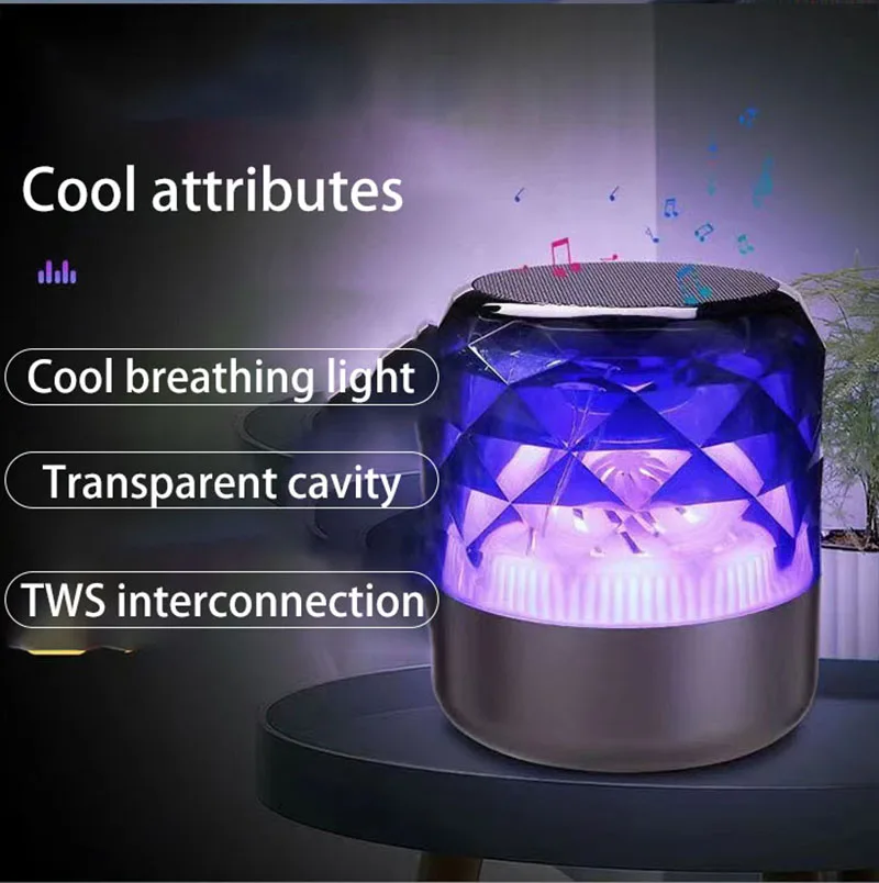 New compact and portable crystal light, illusory large speaker with TF card inserted, real-time voice, multifunctional Bluetooth